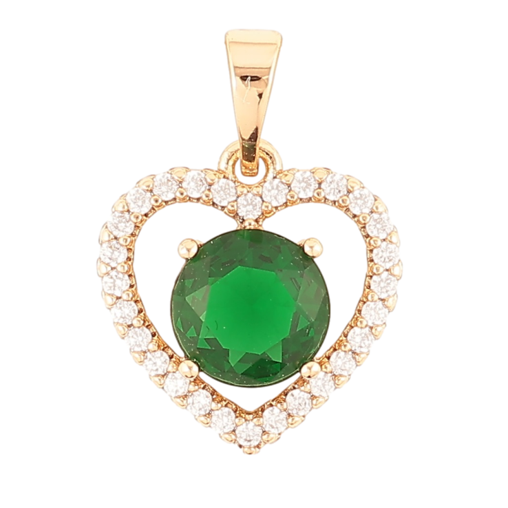 Кулон Xuping Позолота 18K «Сердечко з зеленим фіанітом і цирконієм» для ланцюжка до 5мм фото №12 Кулон Xuping Позолота 18K «Сердечко з зеленим фіанітом і цирконієм» для ланцюжка до 5мм фото №12