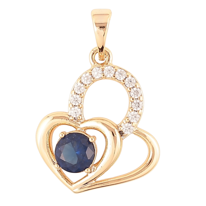 Кулон Xuping Позолота 18K Сердечки с синим фианитом и цирконием для цепочки до 5мм фото №6