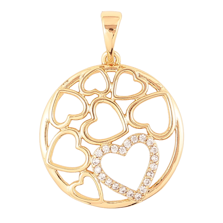 Кулон Xuping Позолота 18K «Колечко з сердечками та цирконієм» для ланцюжка до 5мм фото №1