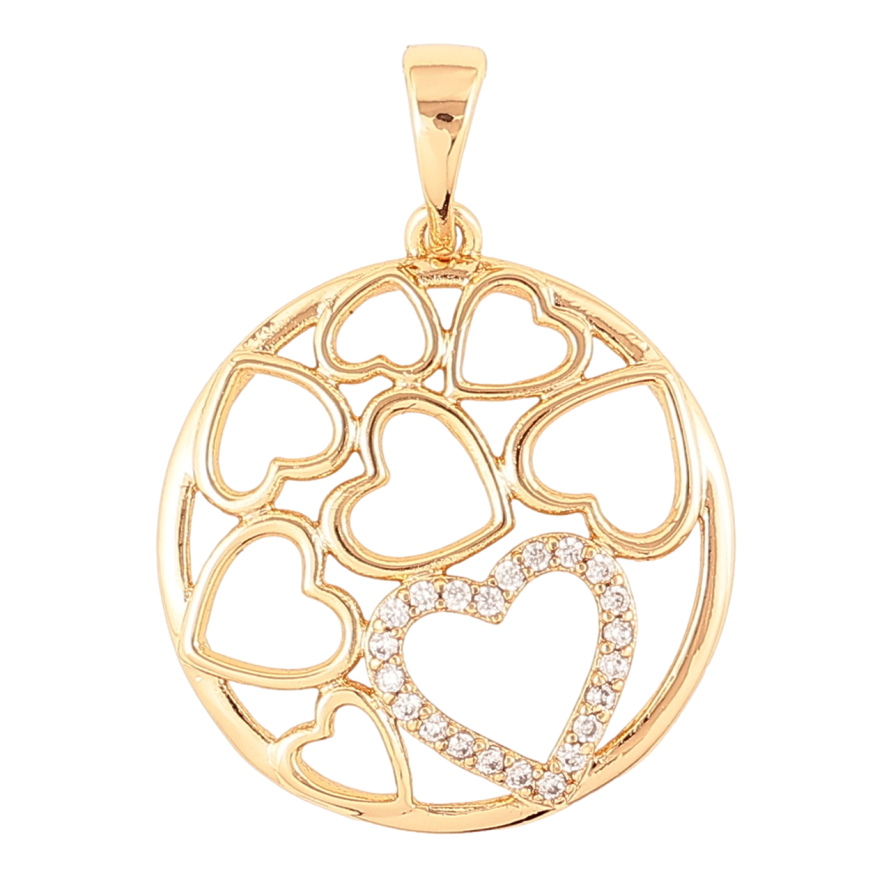 Кулон Xuping Позолота 18K «Колечко з сердечками та цирконієм» для ланцюжка до 5мм фото №1