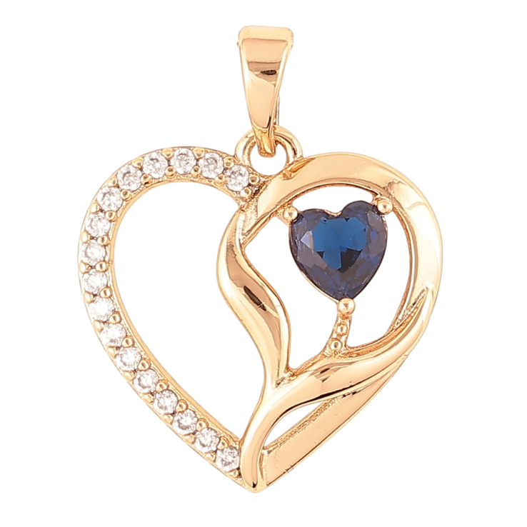 Кулон Xuping Позолота 18K «Сердечко з цирконієм і синім фіанітом» для ланцюжка до 5мм фото №25 Кулон Xuping Позолота 18K «Сердечко з цирконієм і синім фіанітом» для ланцюжка до 5мм фото №25