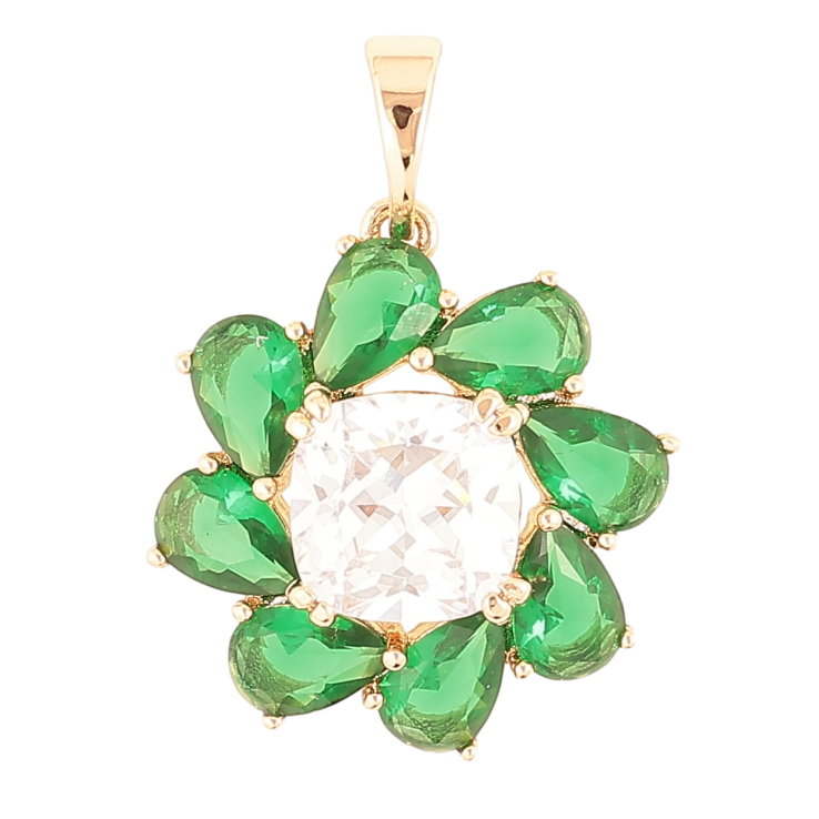 Кулон Xuping Позолота 18K «Кришталева квітка з зеленими фіанітами» для ланцюжка до 5мм фото №3 Кулон Xuping Позолота 18K «Кришталева квітка з зеленими фіанітами» для ланцюжка до 5мм фото №3