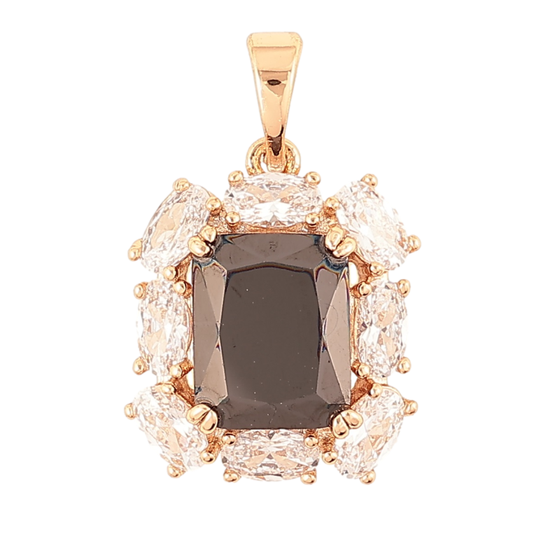 Кулон Xuping Позолота 18K «Чорний фіаніт в обрамленні цирконію» для ланцюжка до 5мм фото №1