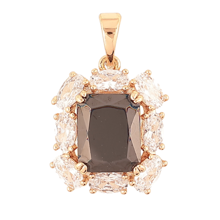 Кулон Xuping Позолота 18K «Чорний фіаніт в обрамленні цирконію» для ланцюжка до 5мм фото №1