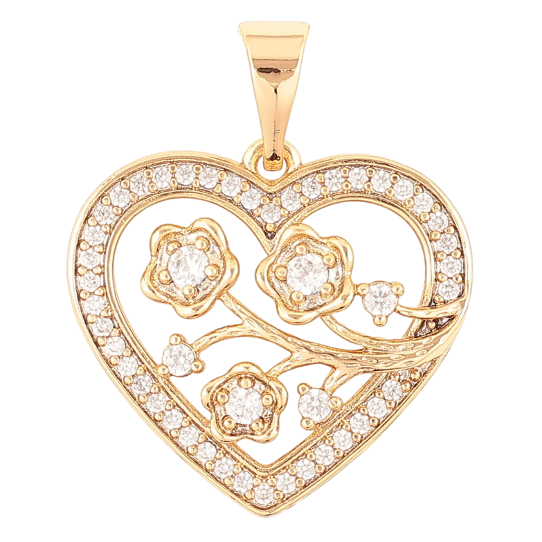 Кулон Xuping Позолота 18K Сердечко с цветочным узором и цирконием для цепочки до 7мм фото №1 Кулон Xuping Позолота 18K Сердечко с цветочным узором и цирконием для цепочки до 7мм фото №1