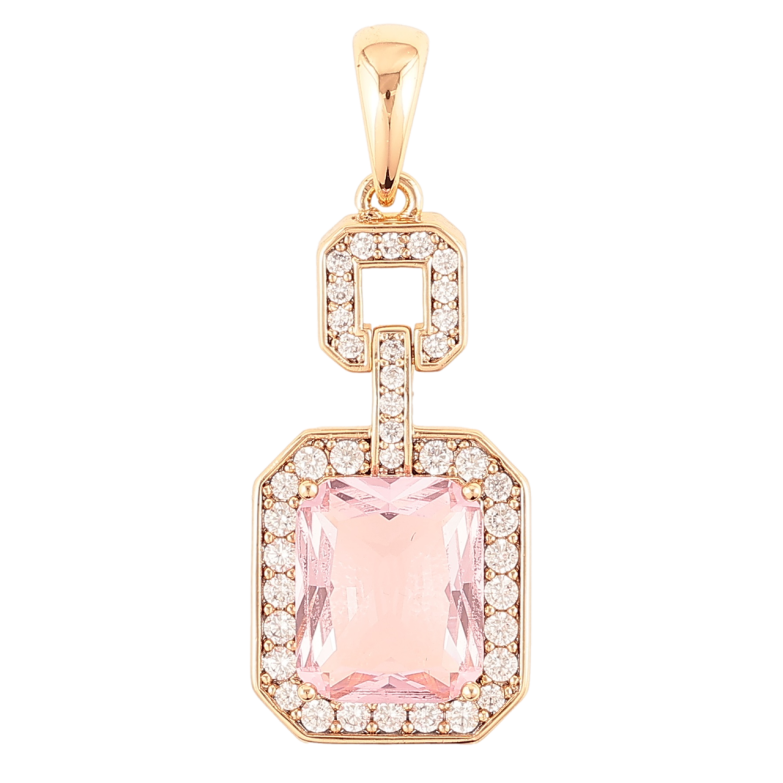 Кулон Xuping Позолота 18K «Фігурна підвіска з рожевим фіанітом і цирконієм» для ланцюжка до 6мм фото №1 Кулон Xuping Позолота 18K «Фігурна підвіска з рожевим фіанітом і цирконієм» для ланцюжка до 6мм фото №1