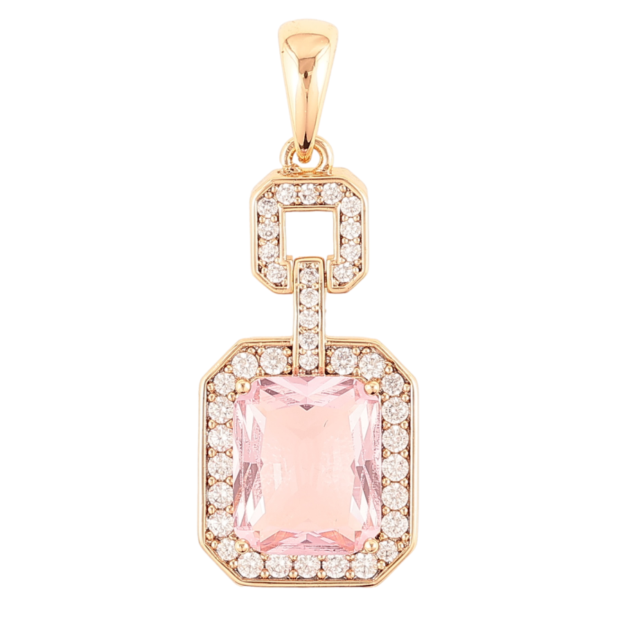 Кулон Xuping Позолота 18K «Фігурна підвіска з рожевим фіанітом і цирконієм» для ланцюжка до 6мм фото №1
