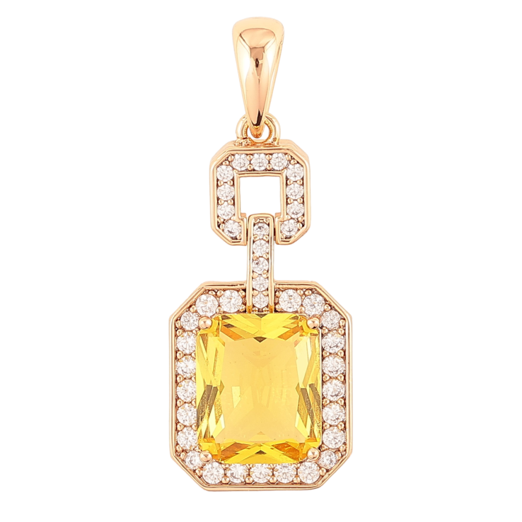 Кулон Xuping Позолота 18K «Фігурна підвіска з жовтим фіанітом і цирконієм» для ланцюжка до 6мм фото №10 Кулон Xuping Позолота 18K «Фігурна підвіска з жовтим фіанітом і цирконієм» для ланцюжка до 6мм фото №10