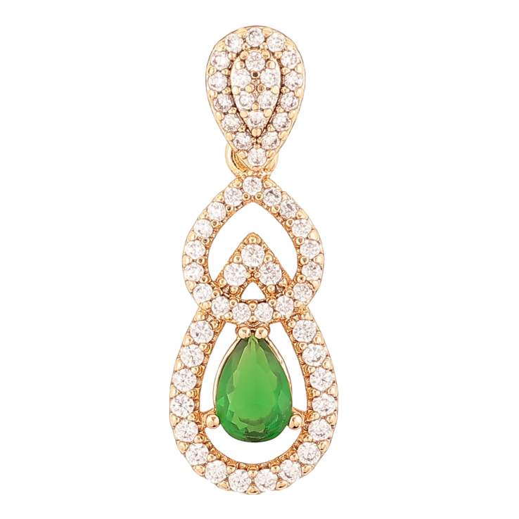 Кулон Xuping Позолота 18K Изящная подвеска с цирконием и зеленым фианитом для цепочки до 4мм фото №23