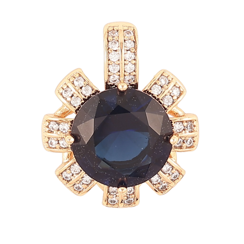 Кулон Xuping Позолота 18K Цветочек с синим фианитом и инкрустацией цирконием для цепочки до 5мм фото №1