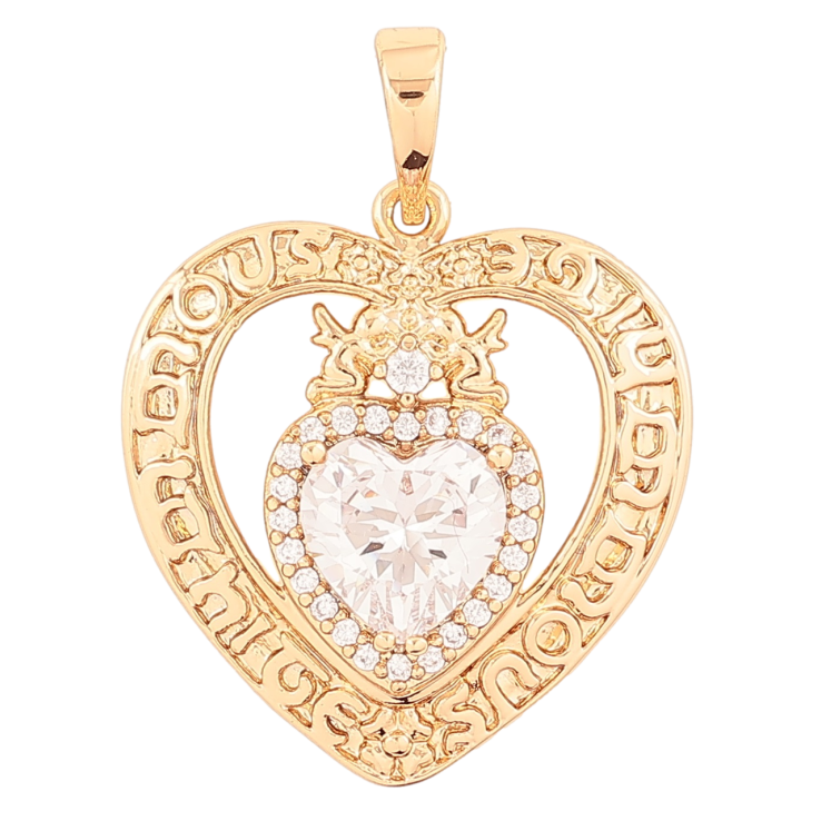 Кулон Xuping Позолота 18K «Сердечко з Янголятами та кришталевим серцем» для ланцюжка до 6мм фото №21 Кулон Xuping Позолота 18K «Сердечко з Янголятами та кришталевим серцем» для ланцюжка до 6мм фото №21