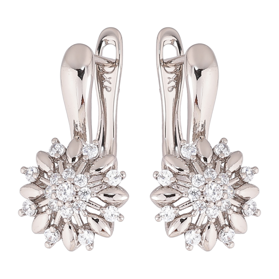 Сережки Xuping Родій англійський замок «Квіточки з цирконієм» фото №1 Сережки Xuping Родій англійський замок «Квіточки з цирконієм» фото №1