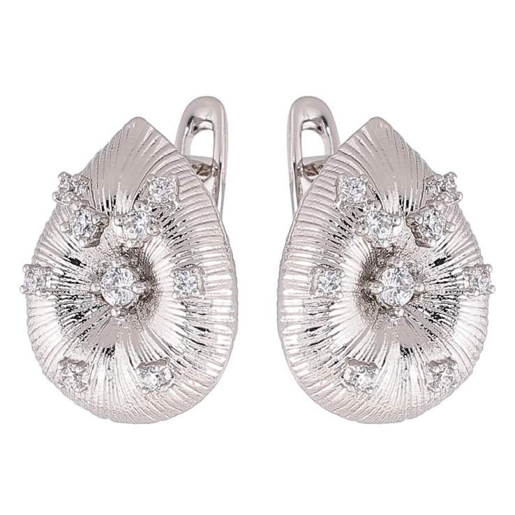 Серьги Xuping Родий английский замок Декоративные капельки с узором цирконием фото №15