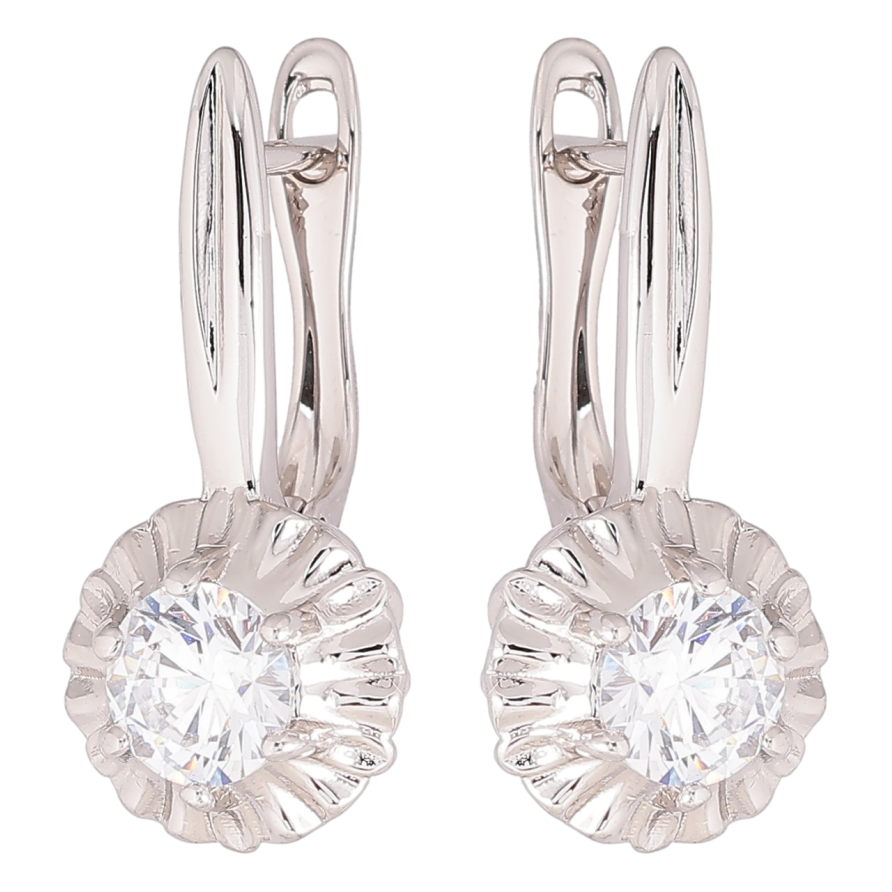 Сережки Xuping Родій англійський замок «Квіточки з фіанітами» фото №1 Сережки Xuping Родій англійський замок «Квіточки з фіанітами» фото №1