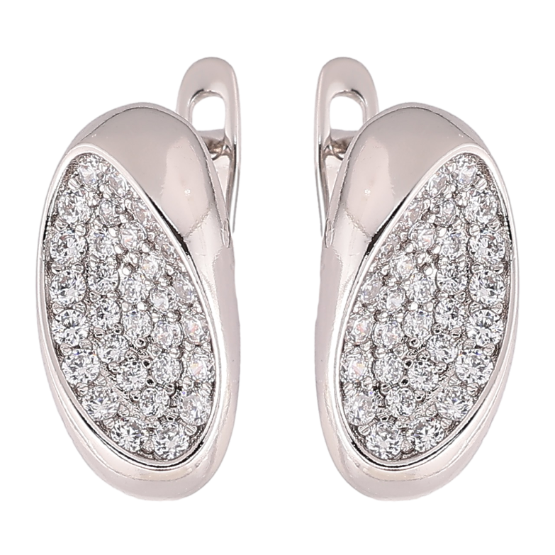 Сережки Xuping Родій англійський замок «Овали з інкрустацією цирконієм» фото №4