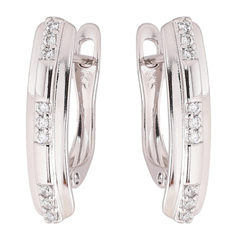 Серьги Xuping Родий английский замок Декоративный узор с цирконием фото №1 Серьги Xuping Родий английский замок Декоративный узор с цирконием фото №1