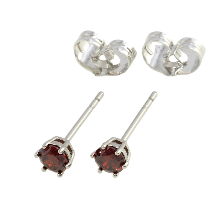 Серьги Xuping Родий пусеты Красные фианиты в 6-ти крапановой оправе ø 4мм фото №6 Серьги Xuping Родий пусеты Красные фианиты в 6-ти крапановой оправе ø 4мм фото №6