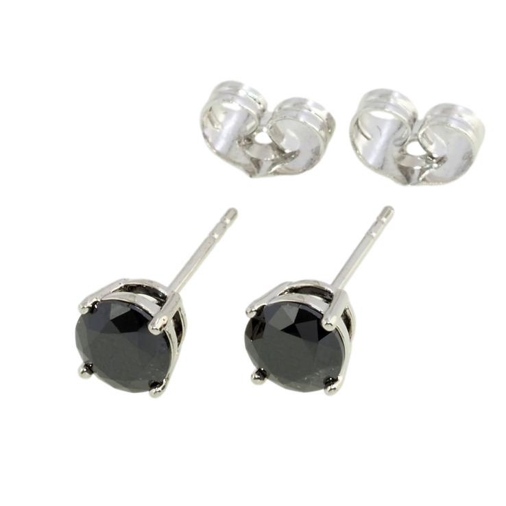 Серьги Xuping Родий пусеты Черные фианиты в 4-х крапановой оправе ø 6мм фото №5 Серьги Xuping Родий пусеты Черные фианиты в 4-х крапановой оправе ø 6мм фото №5