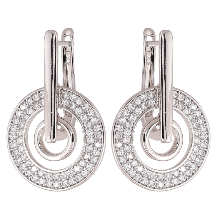 Серьги Xuping Родий английский замок Кольца с цирконием фото №5