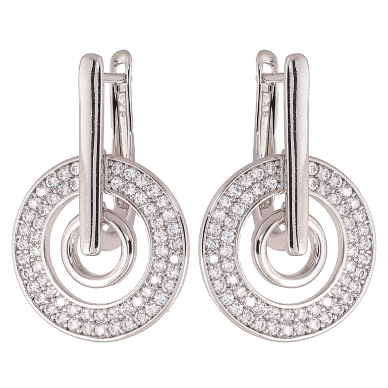 Сережки Xuping Родій англійський замок «Кільця з цирконієм» фото №1 Сережки Xuping Родій англійський замок «Кільця з цирконієм» фото №1