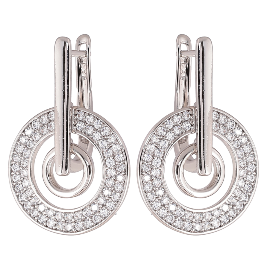Серьги Xuping Родий английский замок Кольца с цирконием фото №1 Серьги Xuping Родий английский замок Кольца с цирконием фото №1