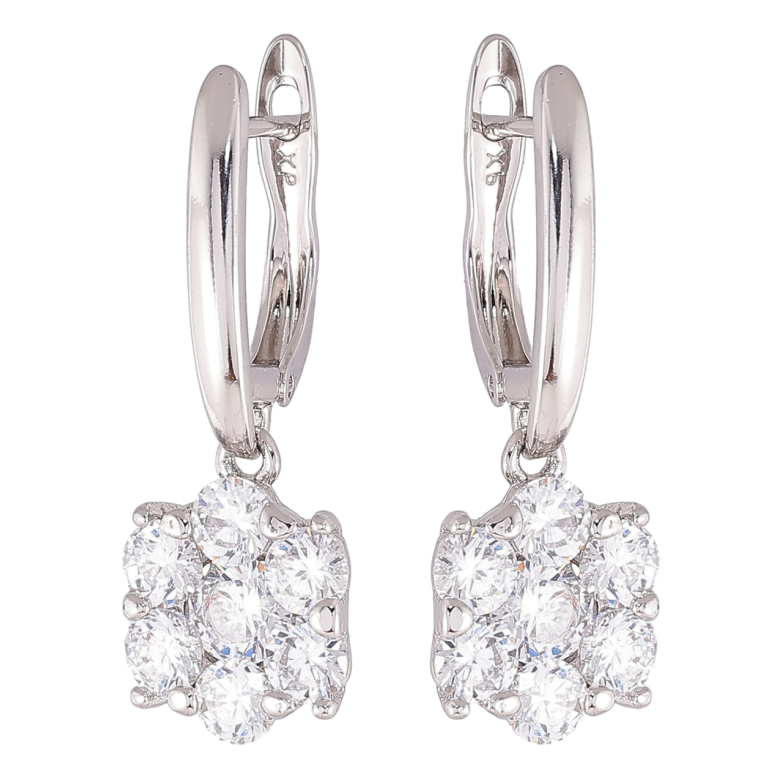 Серьги Xuping Родий английский замок Кристальные цветочки фото №1