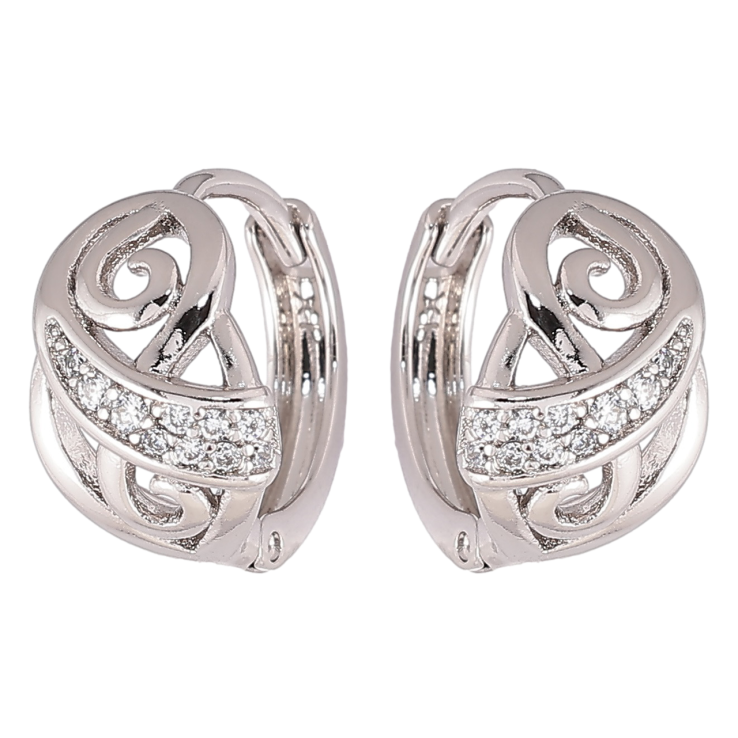 Серьги Xuping Родий колечки Вензельный узор с цирконием» фото №6