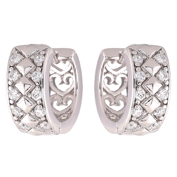 Серьги Xuping Родий колечки Ромбовый узор с цирконием» фото №7 Серьги Xuping Родий колечки Ромбовый узор с цирконием» фото №7