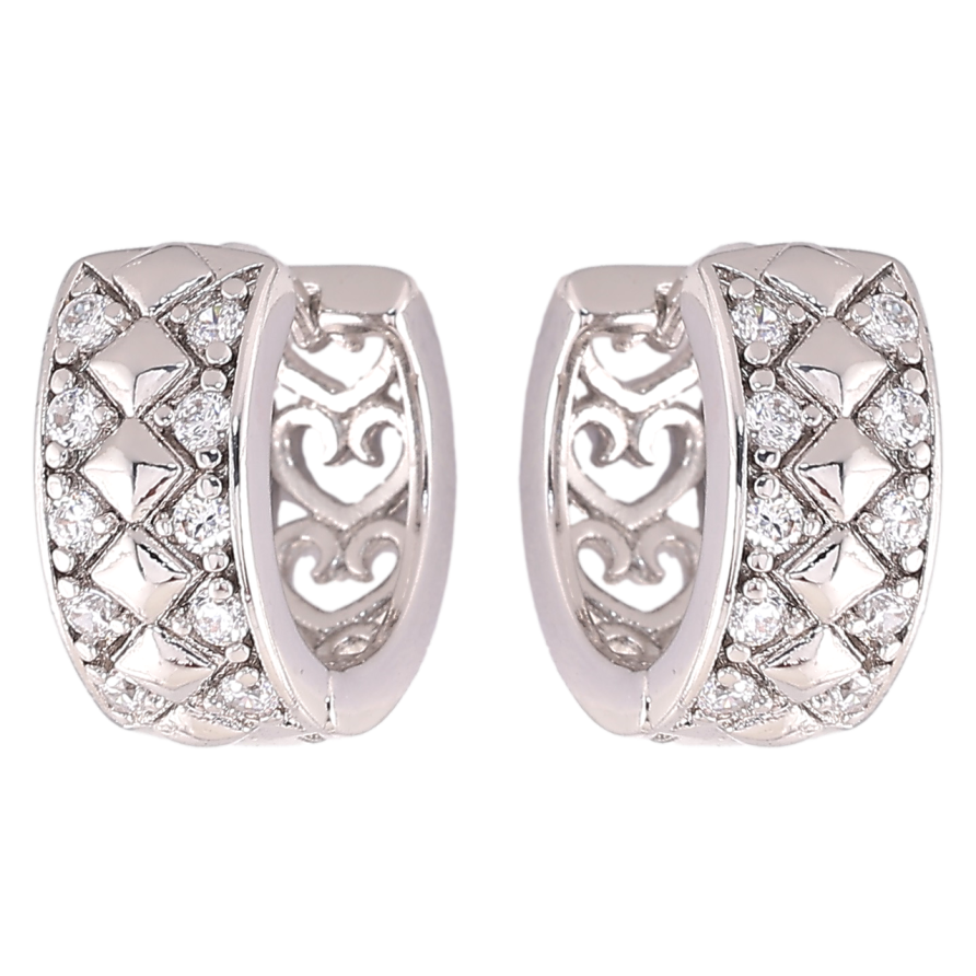 Серьги Xuping Родий колечки Ромбовый узор с цирконием» фото №1