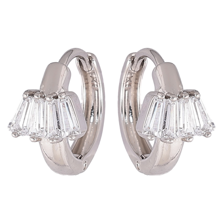 Серьги Xuping Родий колечки Узор с цирконием» фото №2 Серьги Xuping Родий колечки Узор с цирконием» фото №2