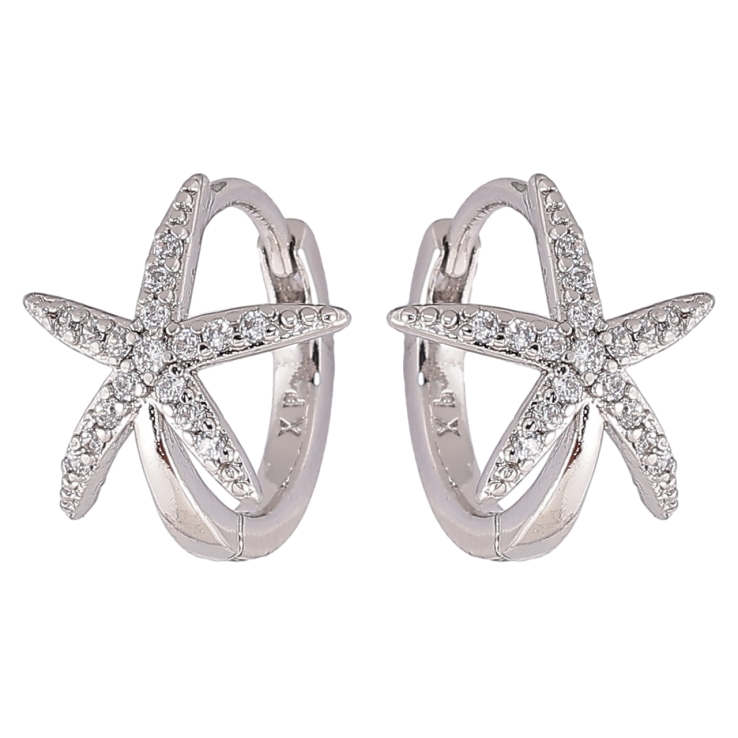 Серьги Xuping Родий колечки Морские звезды с цирконием» фото №7 Серьги Xuping Родий колечки Морские звезды с цирконием» фото №7