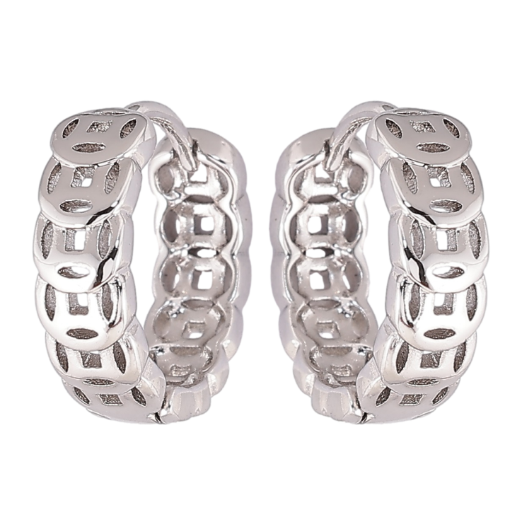 Серьги Xuping Родий колечки Резной узор фото №9 Серьги Xuping Родий колечки Резной узор фото №9