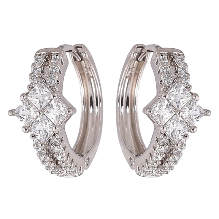 Серьги Xuping Родий колечки Инкрустация цирконием фото №2