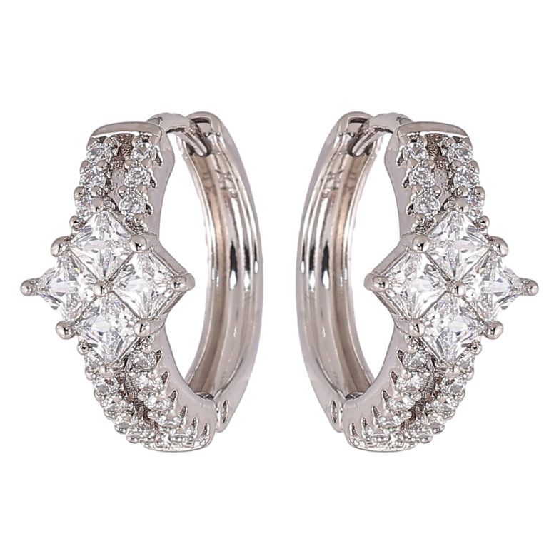 Серьги Xuping Родий колечки Инкрустация цирконием фото №1