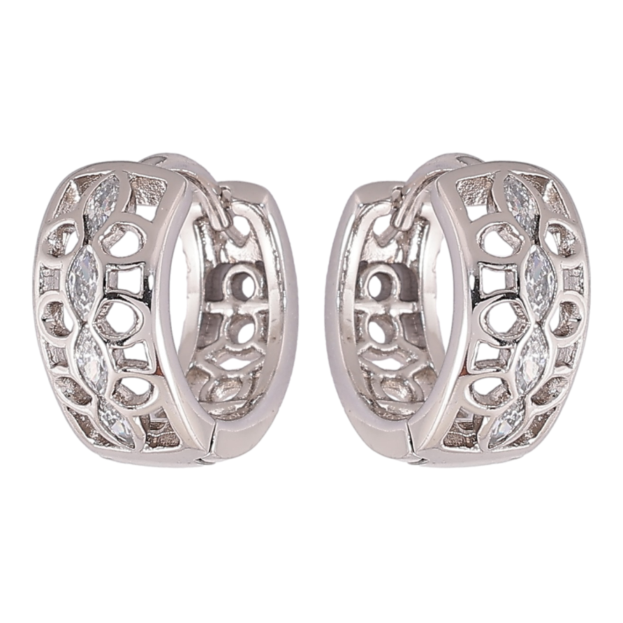 Серьги Xuping Родий колечки Резной узор с цирконием фото №1 Серьги Xuping Родий колечки Резной узор с цирконием фото №1