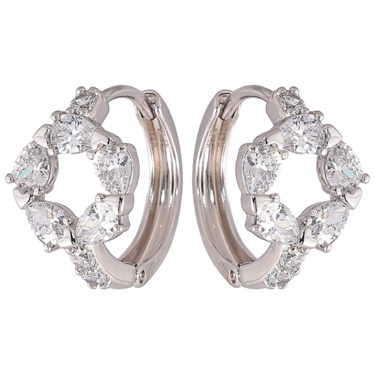 Серьги Xuping Родий колечки Веночки из кристаллов фото №5