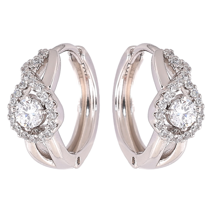 Серьги Xuping Родий колечки Узор с цирконием фото №6 Серьги Xuping Родий колечки Узор с цирконием фото №6