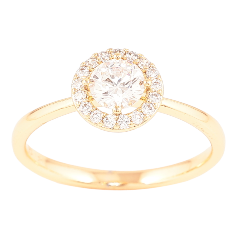 Каблучка Xuping Позолота 18K «Фіаніт в обрамленні цирконію» фото №1