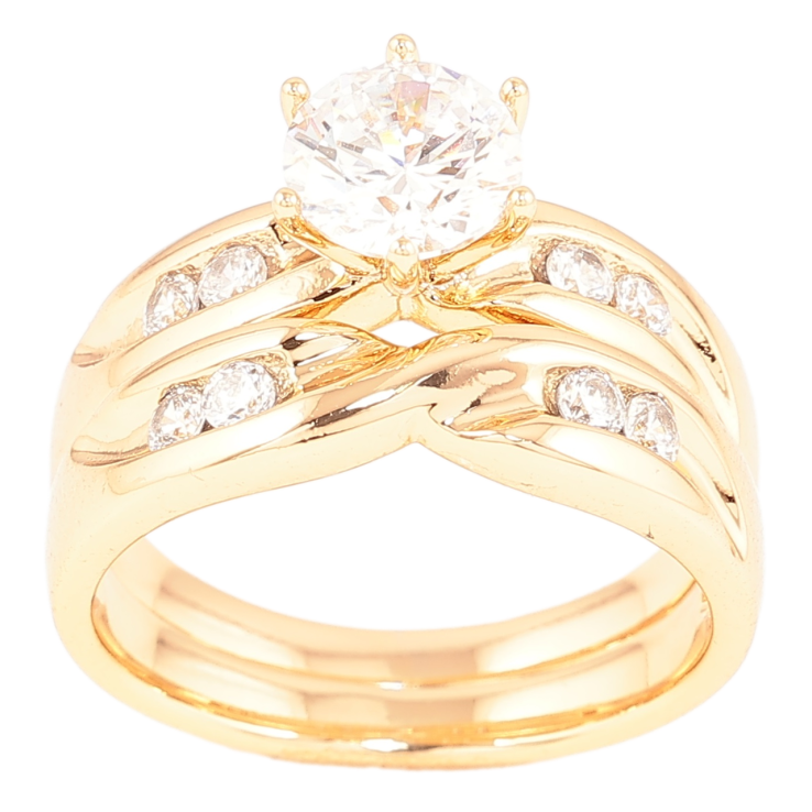 Каблучка Xuping Позолота 18K «Подвійне з фіанітом і цирконієм» фото №25