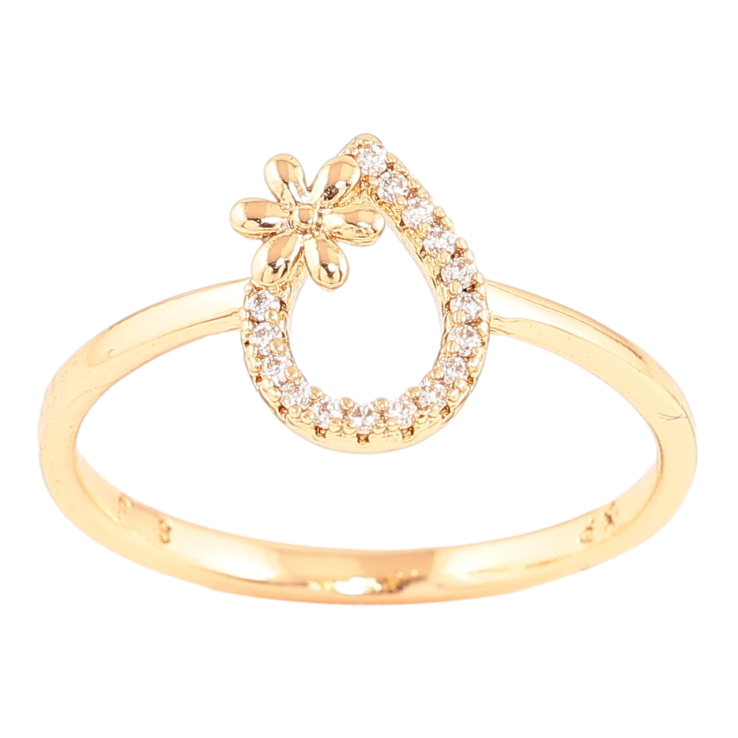 Кольцо Xuping Позолота 18K Капелька с цветочком и цирконием фото №9