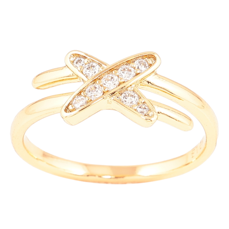 Каблучка Xuping Позолота 18K «Хрестик з цирконієм» фото №1