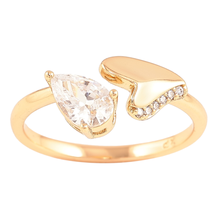 Кольцо Xuping Позолота 18K Сердечко с кристальной капелькой фото №15