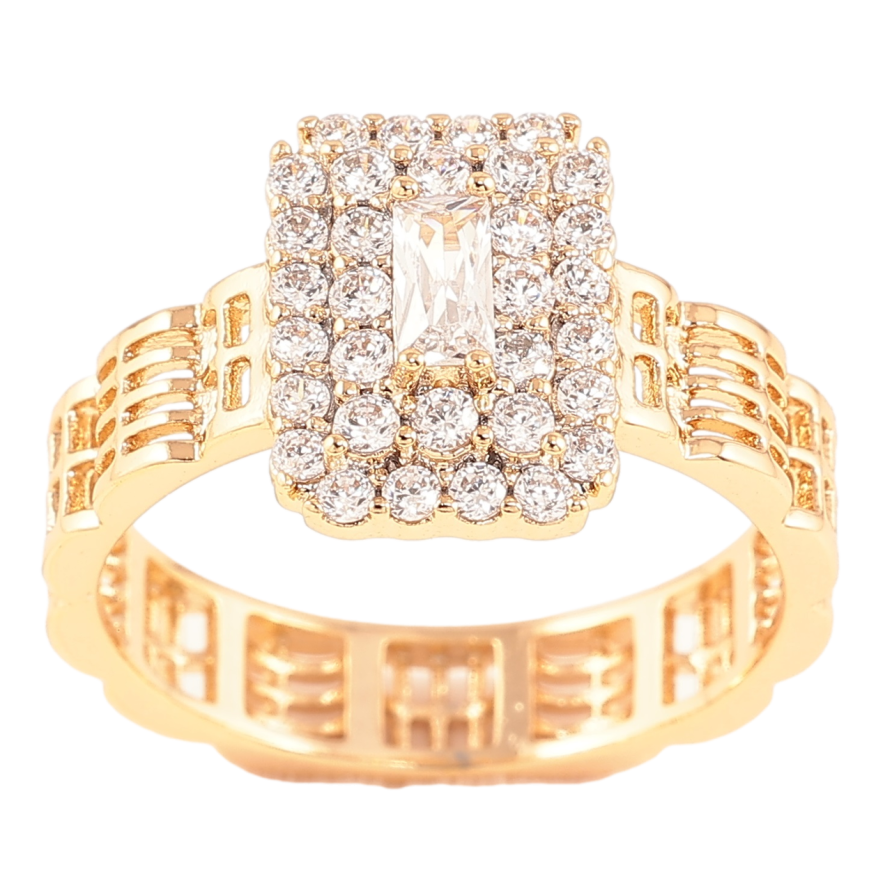 Каблучка Xuping Позолота 18K «Інкрустація цирконієм на різьбленій шинці» фото №1