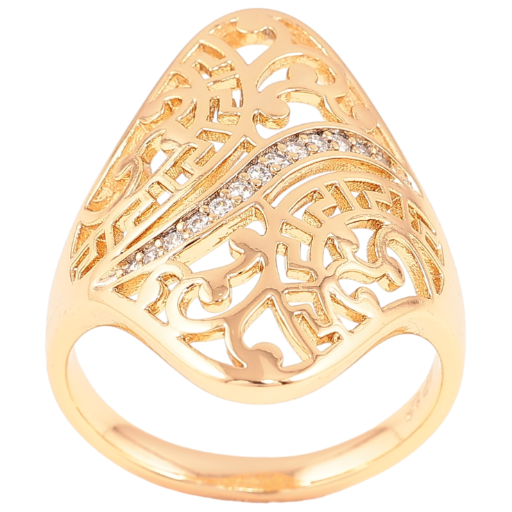 Кольцо Xuping Позолота 18K Резной узор с дорожкой циркония фото №12