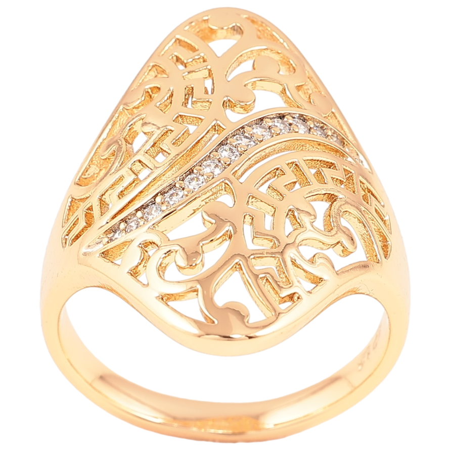 Кольцо Xuping Позолота 18K Резной узор с дорожкой циркония фото №1