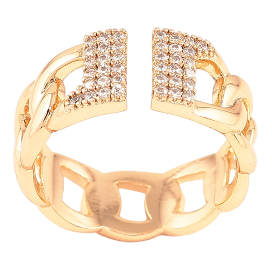 Кольцо Xuping Позолота 18K Узор цепочка с инкрустацией цирконием фото №1