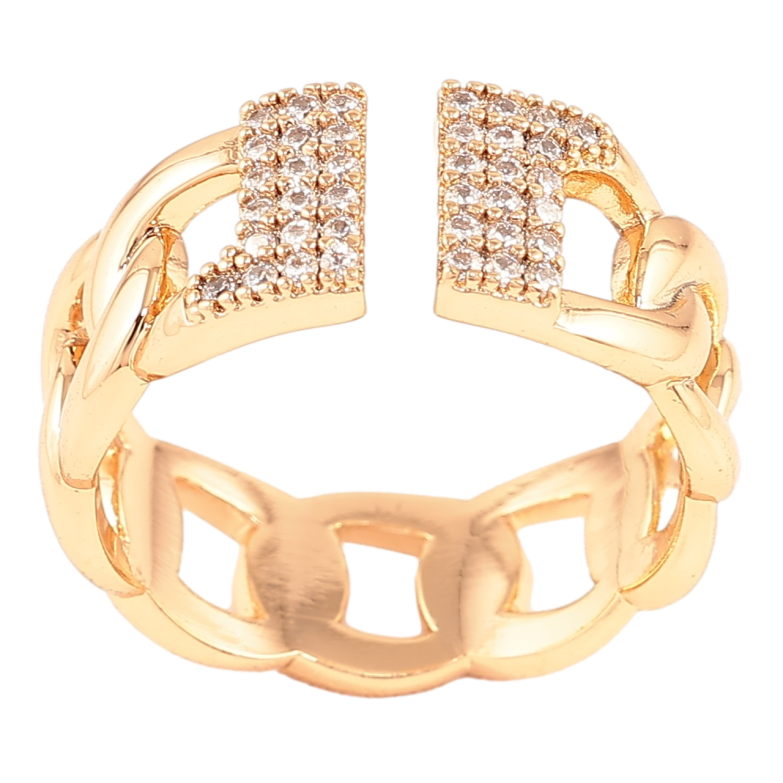 Каблучка Xuping Позолота 18K «Візерунок ланцюжок з інкрустацією цирконієм» фото №2