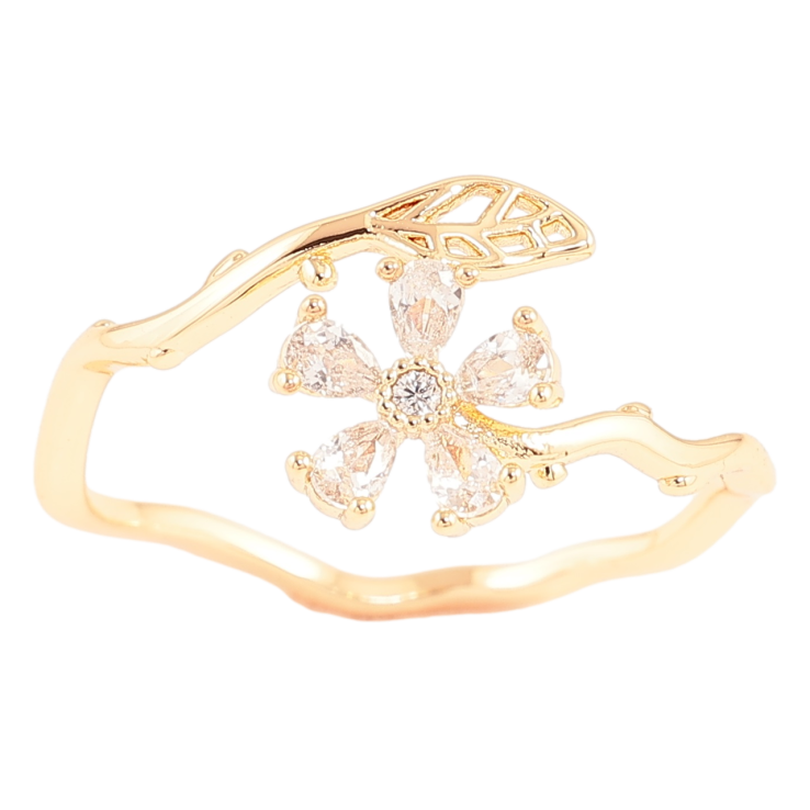 Каблучка Xuping Позолота 18K «Кришталева квіточка» фото №3