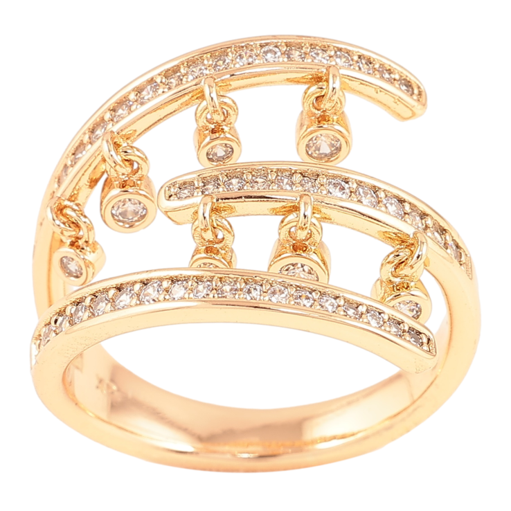 Каблучка Xuping Позолота 18K «Декоративний візерунок з кришталевими підвісками» фото №9