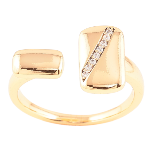 Кольцо Xuping Позолота 18K Прямоугольники с дорожкой циркония фото №1